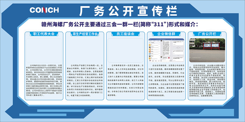 蓝色大气厂务公开宣传栏 公开栏 先进宣传 厂务公开宣传背景展板