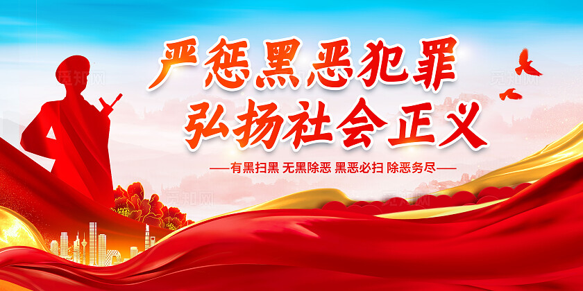 红色党建反有组织犯罪法扫黑除恶展板