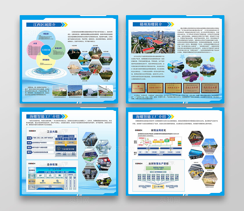 蓝色大气企业简介宣传背景展板