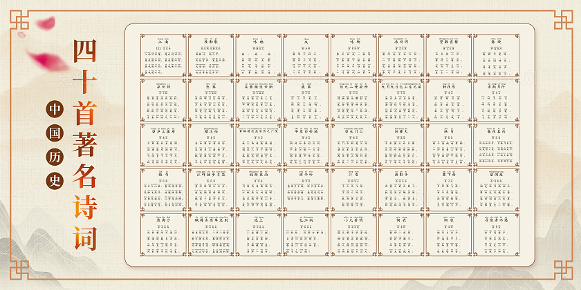中国历史诗词赏析宣传展板