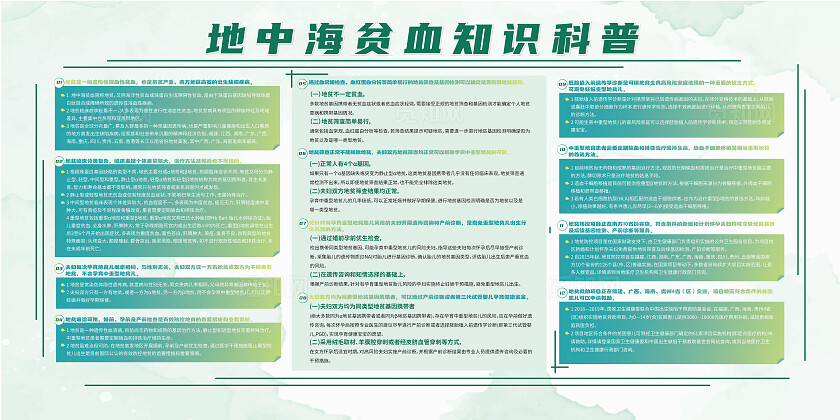 绿色地中海贫血科普知识展板世界地中海贫血日世界地贫日