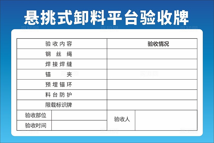蓝色渐变2024悬挑式卸料平台验收牌