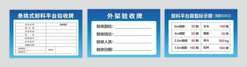蓝色渐变2024悬挑式卸料平台验收牌