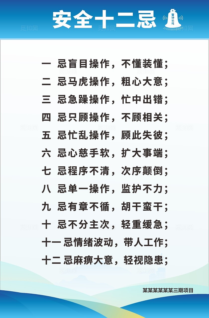 蓝色大气2024安全十二忌展板