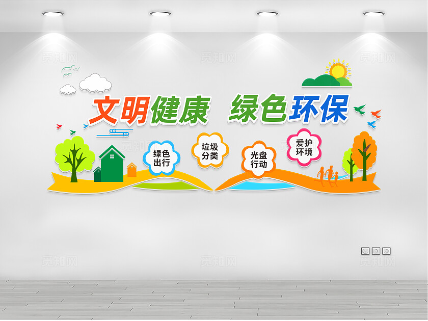 文明健康绿色环保文化墙 