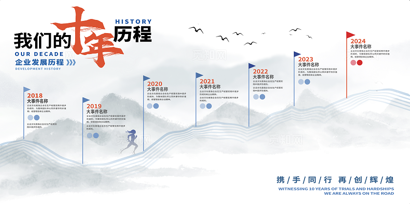 中国风水墨奋斗历程宣传栏