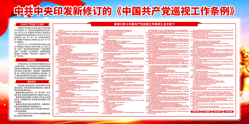 红色简约巡视工作条例展板宣传