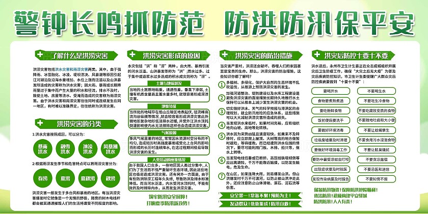 绿色简约风防洪防汛保平安宣传栏