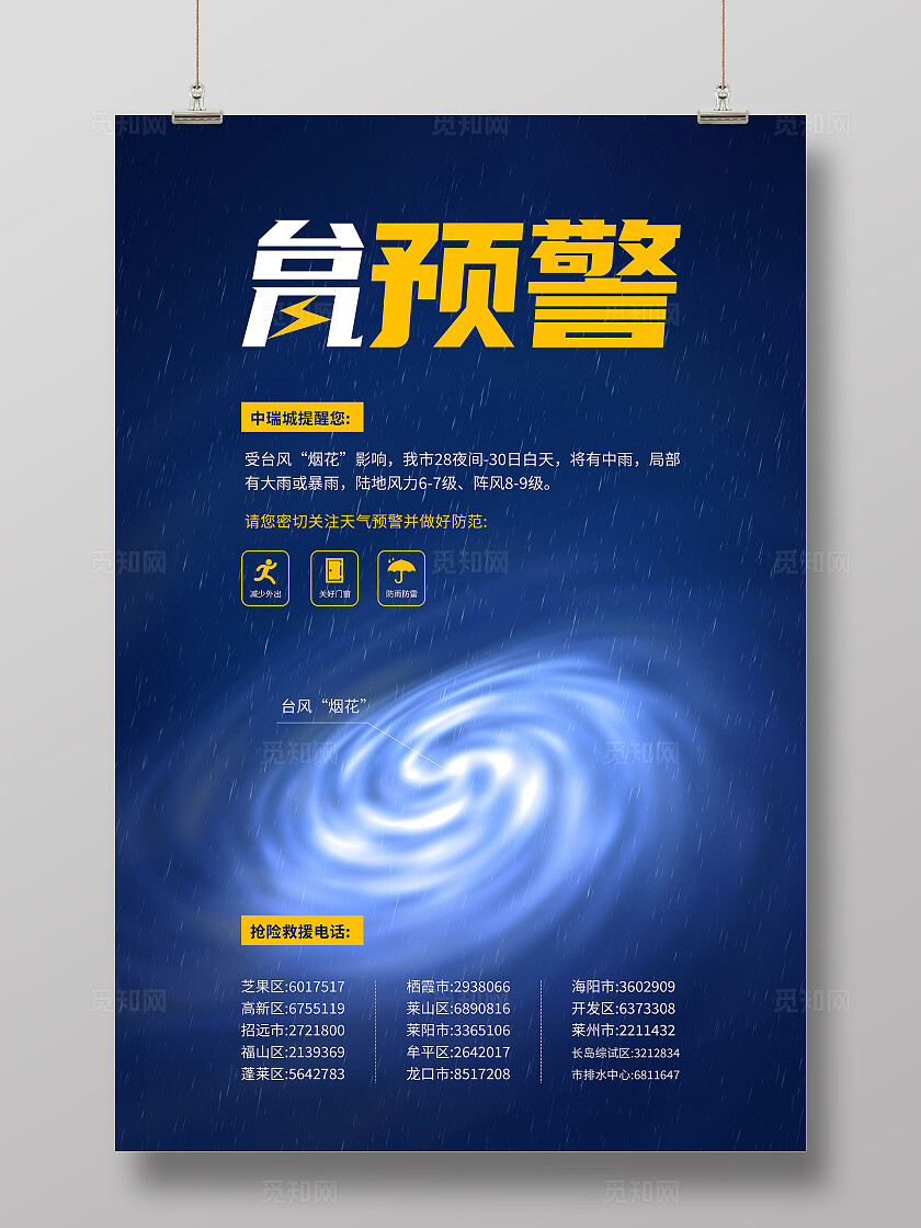 台风预警宣传海报全国防灾减灾日