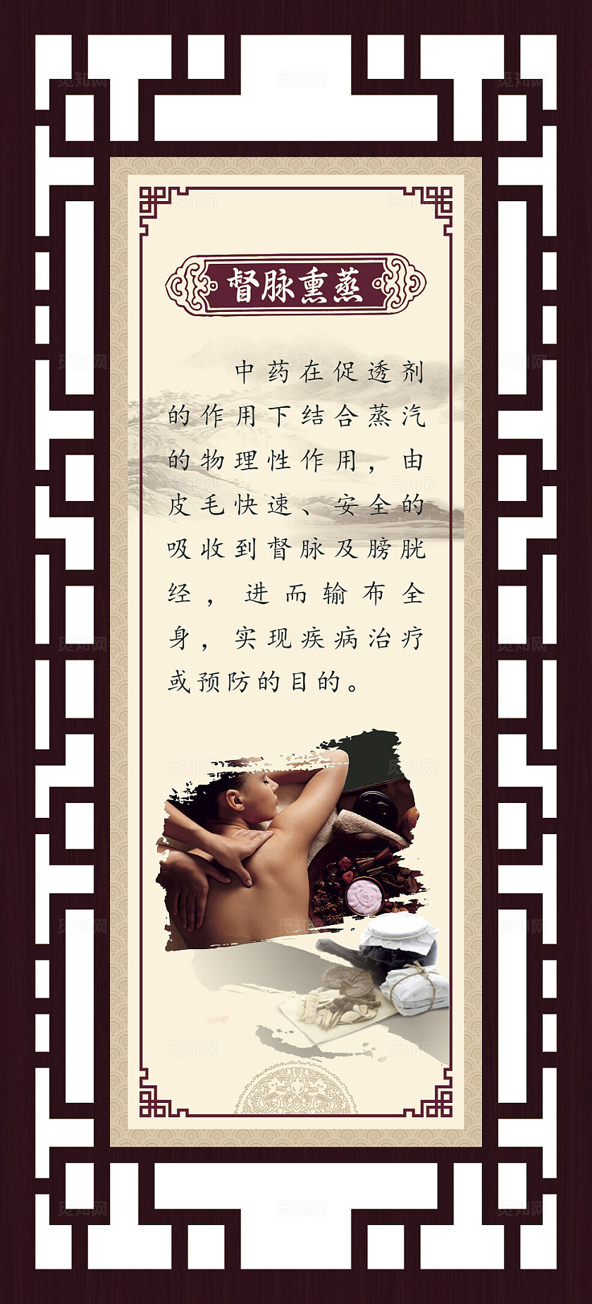 黄色中国风边框医学美容保健全套背景展板挂图