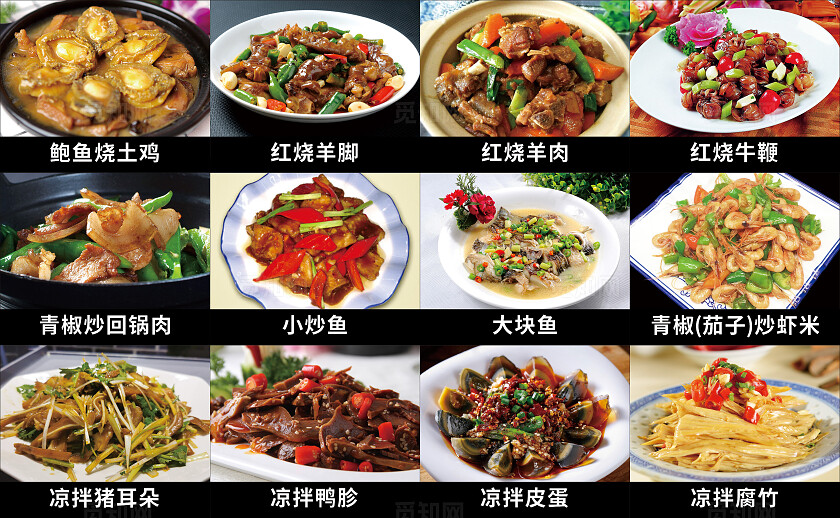 东北菜系 赣南菜系 海鲜系饭店菜品灯箱大全