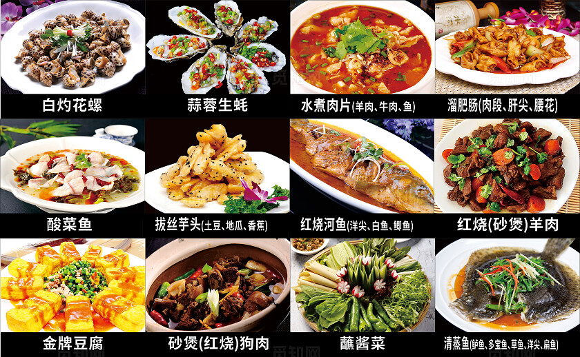 东北菜系 赣南菜系 海鲜系饭店菜品灯箱大全