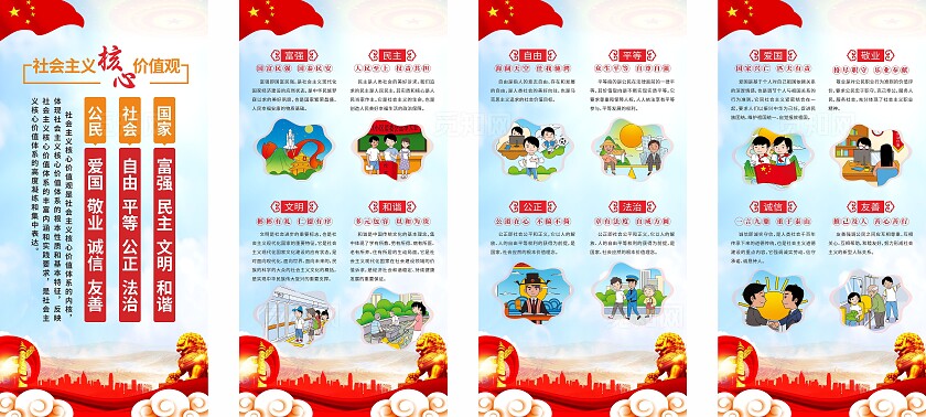红色图说社会主义核心价值观海报展板