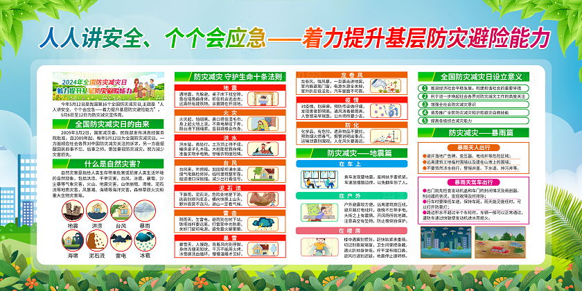 蓝色简约2024年全国防灾减灾日全国防灾减灾日宣传栏