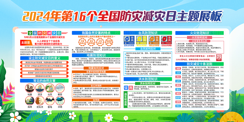 蓝色简约人人讲安全个个会应急全国防灾减灾日宣传栏