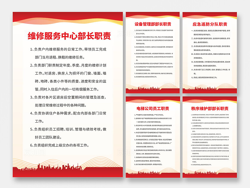 红色大气2024电梯公司员工职责制度牌