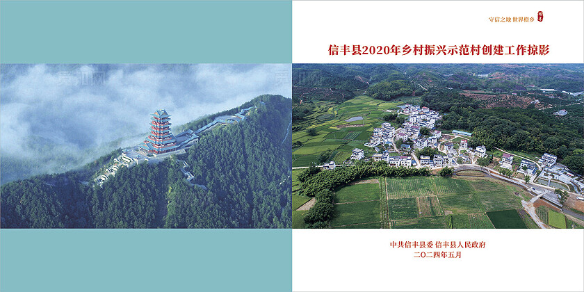 蓝色简约大气乡村振兴示范村创建工作掠影 新农村 建设 宣传画册封面 背景 