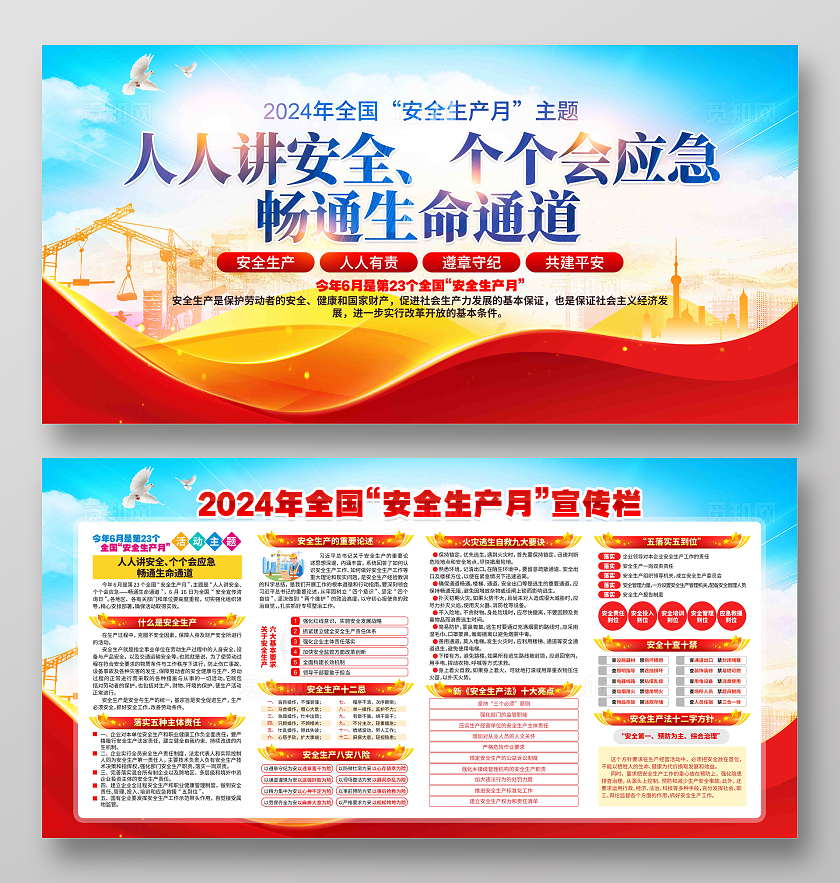 2024年第23个全国安全生产月安全生产月主题安全生产月展板