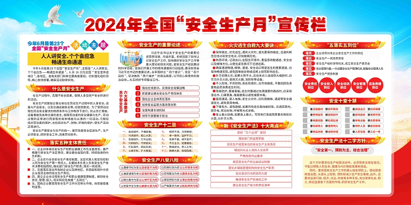 2024年第23个全国安全生产月安全生产月主题安全生产月展板