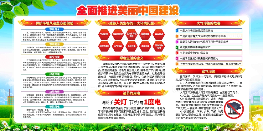 全面推进美丽中国建设2024年六五环境日世界环境日展板