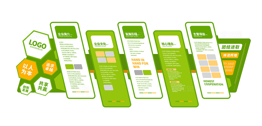绿色大气企业文化文化墙