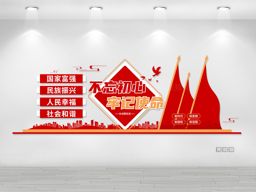 红色大气党建文化墙