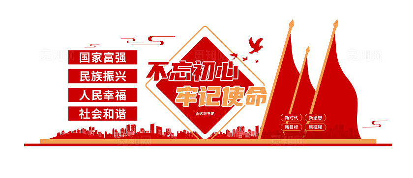 红色大气党建文化墙