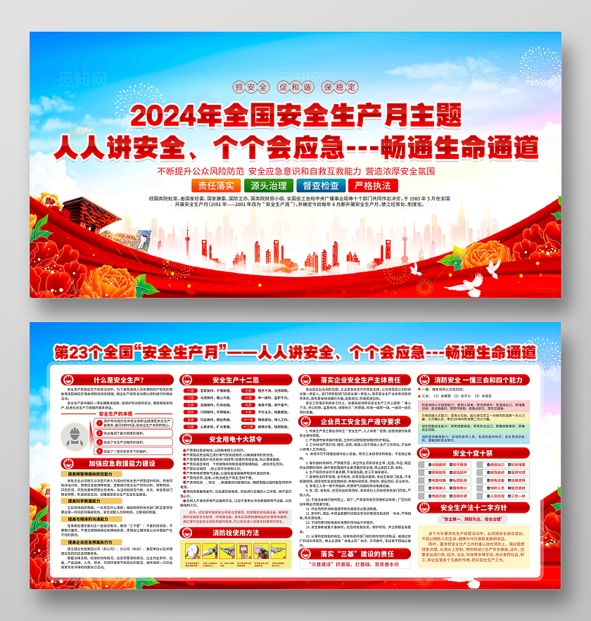 2024年全国安全生产月活动主题宣传展板