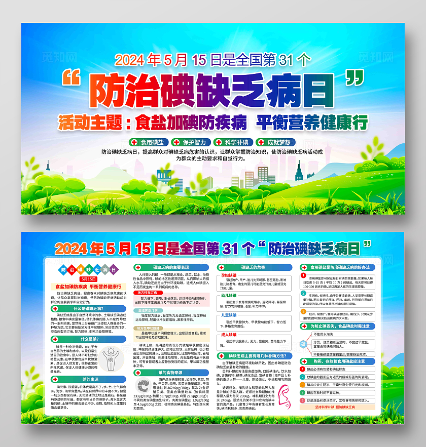 开展2024年防治碘缺乏病日活动主题展板