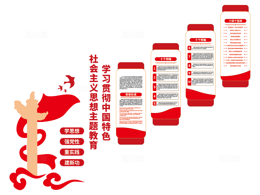 新时代社会主义思想主题教育党建楼梯文化墙