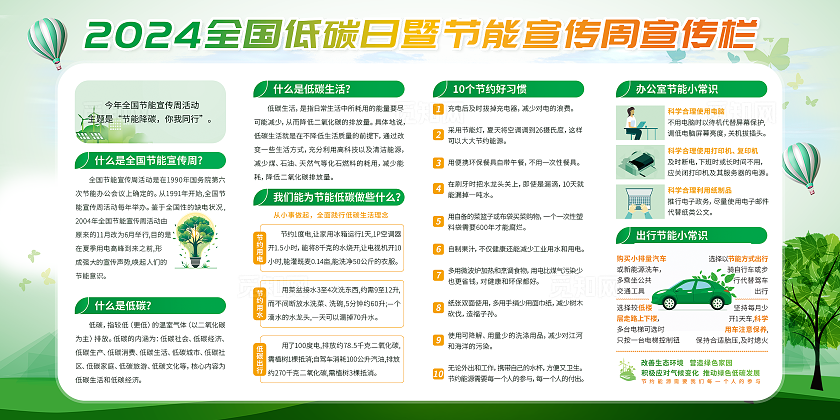 2024全国节能环保周低碳日社区宣传栏