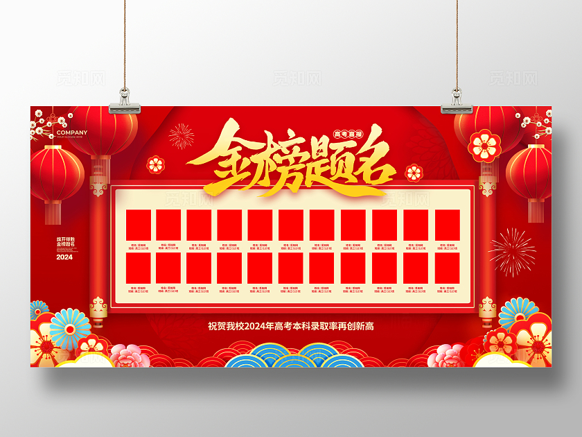 红色中国风2024高考喜报贺报金榜题名高考展板设计