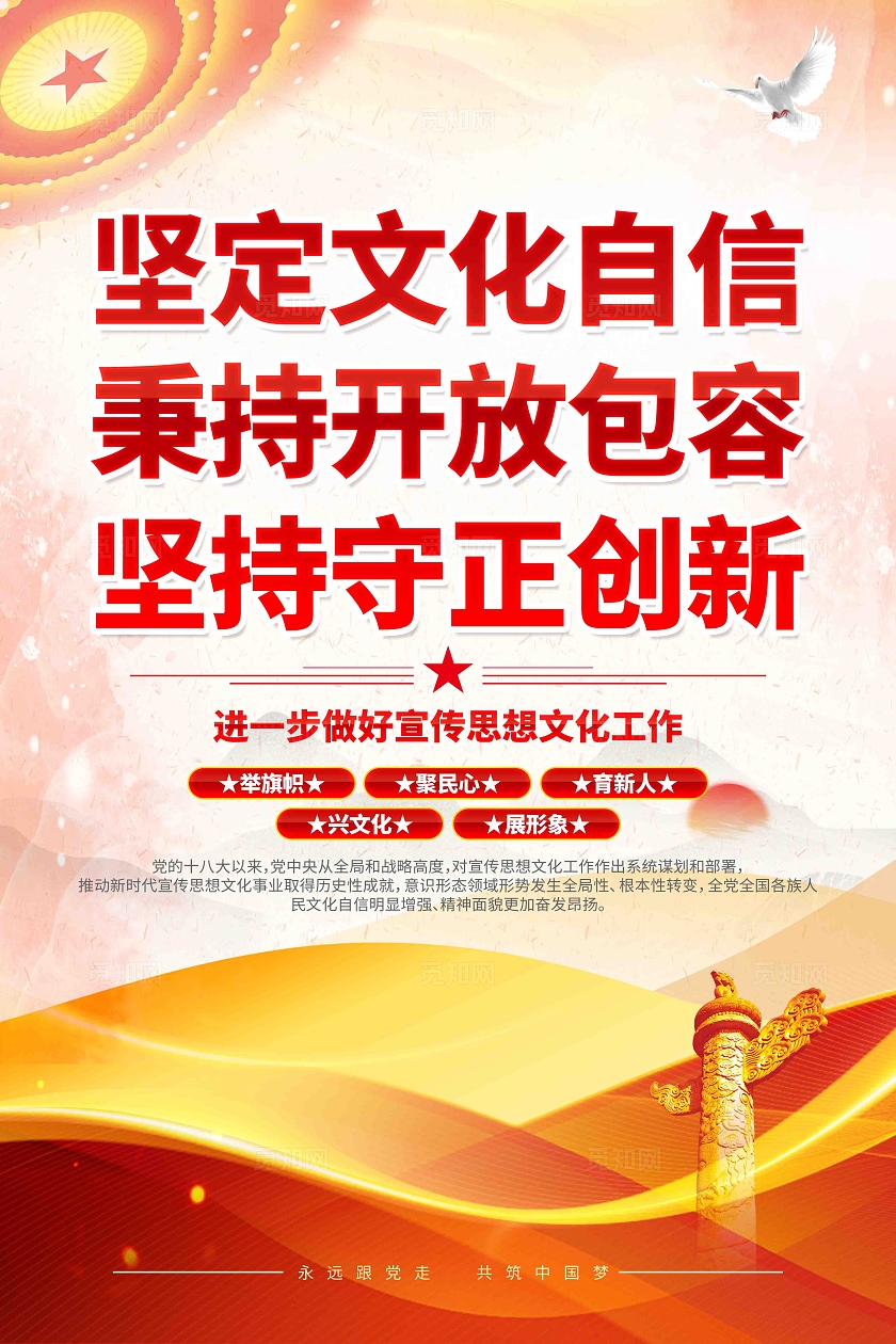 坚定文化自信做好新时代宣传思想文化工作党建海报