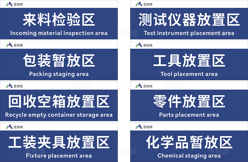 蓝色简约大气公司生产车间分区标志牌验厂区域划分指示牌 标识牌