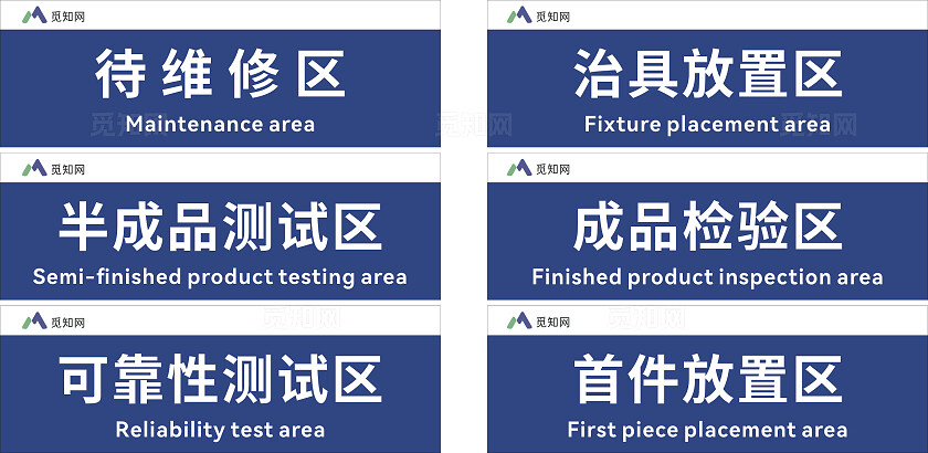 蓝色简约大气公司生产车间分区标志牌验厂区域划分指示牌 标识牌