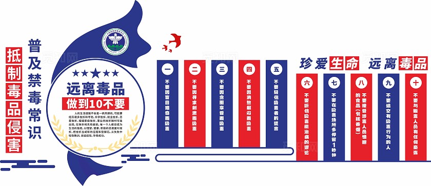 禁毒文化墙拒绝毒品十个不要文化墙禁毒宣传文化墙