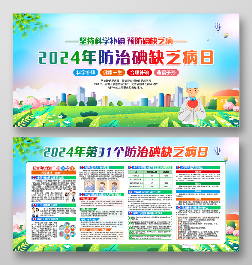 蓝色简约2024年防治碘缺乏病日全国防治碘缺乏病日宣传栏