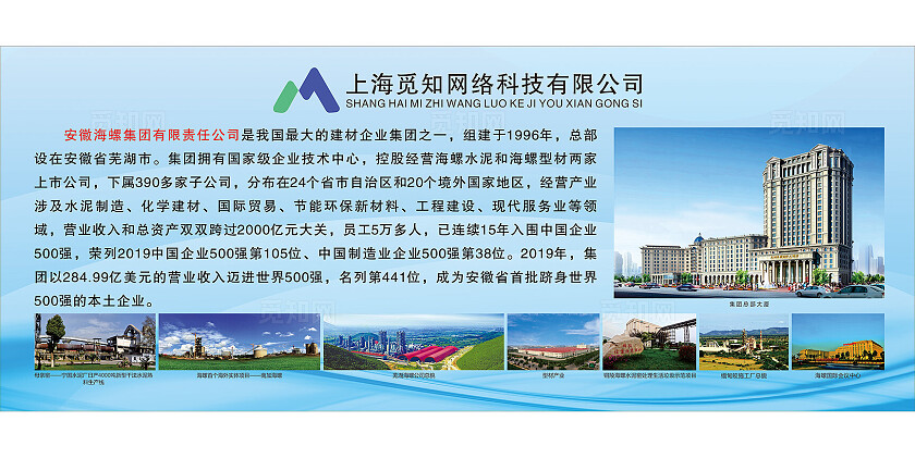 蓝色企业简介宣传背景 展板