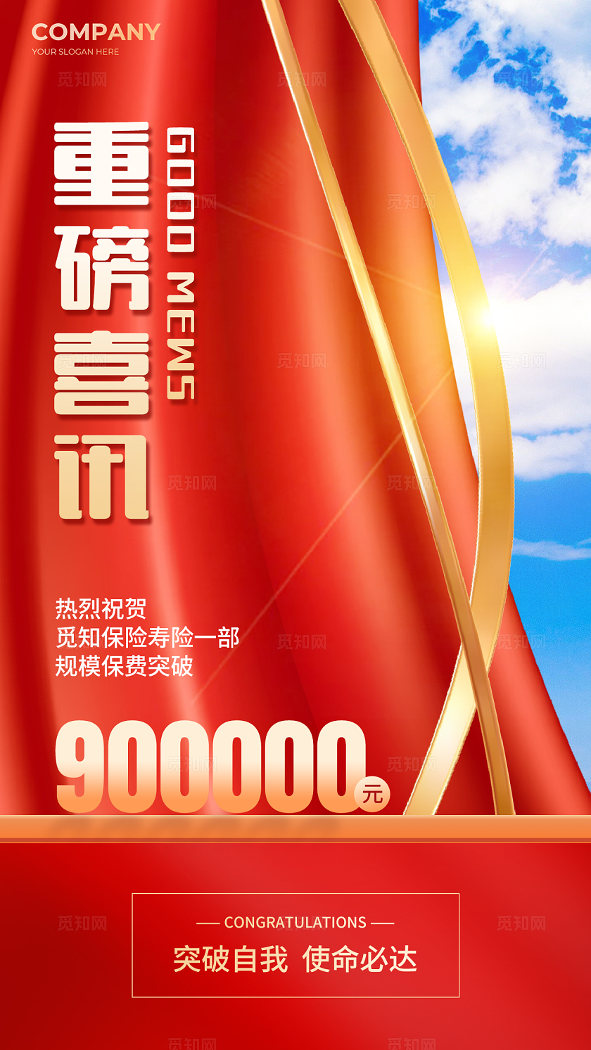 红色宣传通知重磅喜讯喜报战报手机宣传海报