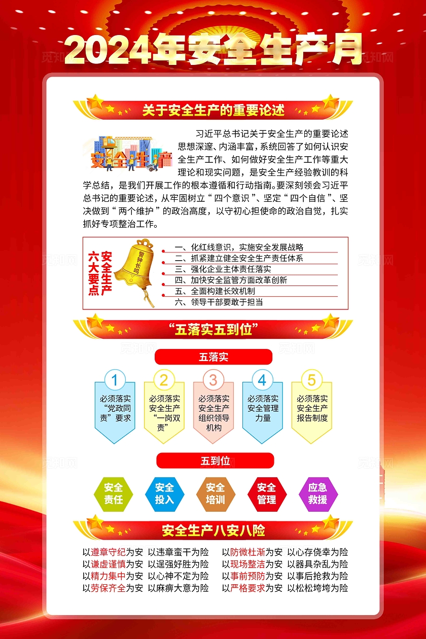 2024年全国安全生产月主题安全生产月展板挂画