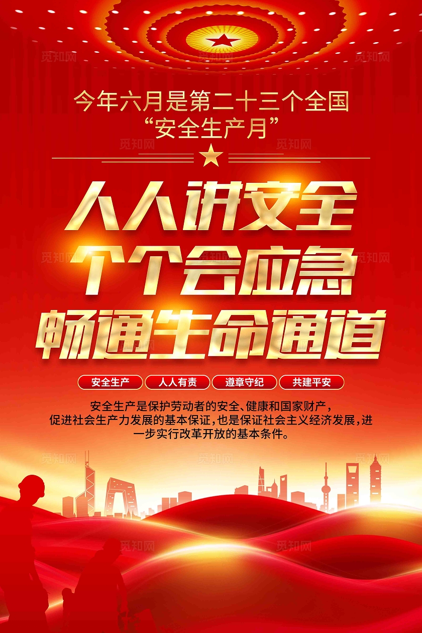 2024年全国安全生产月主题安全生产月展板挂画