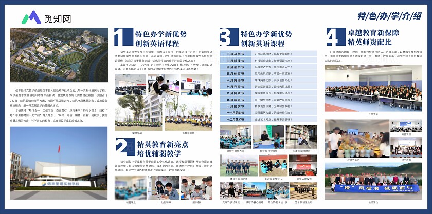 蓝色简约大气特色办学介绍 学校宣传招生 背景 展板