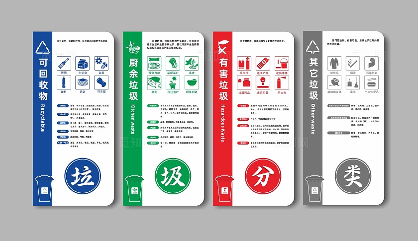 简约垃圾分类上墙牌宣传