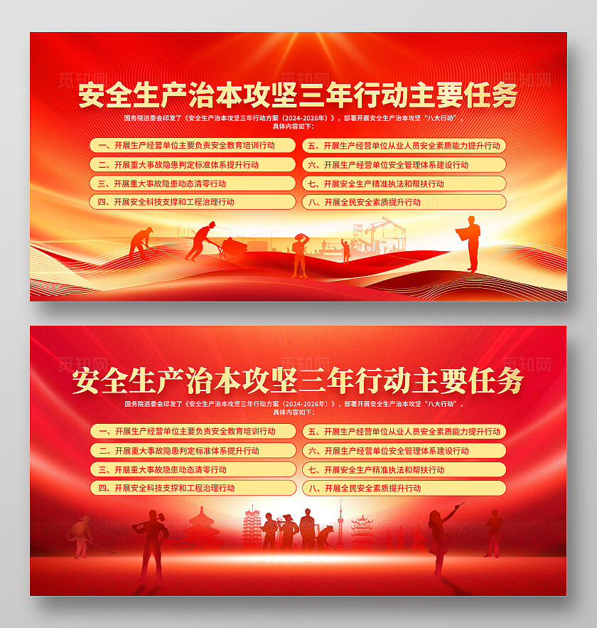 红色大气2024安全生产月展板安全生产安全施工平安建设