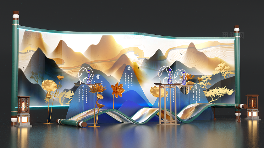 地产美陈美陈装置中式美陈房地产美陈品鉴会美陈DP点