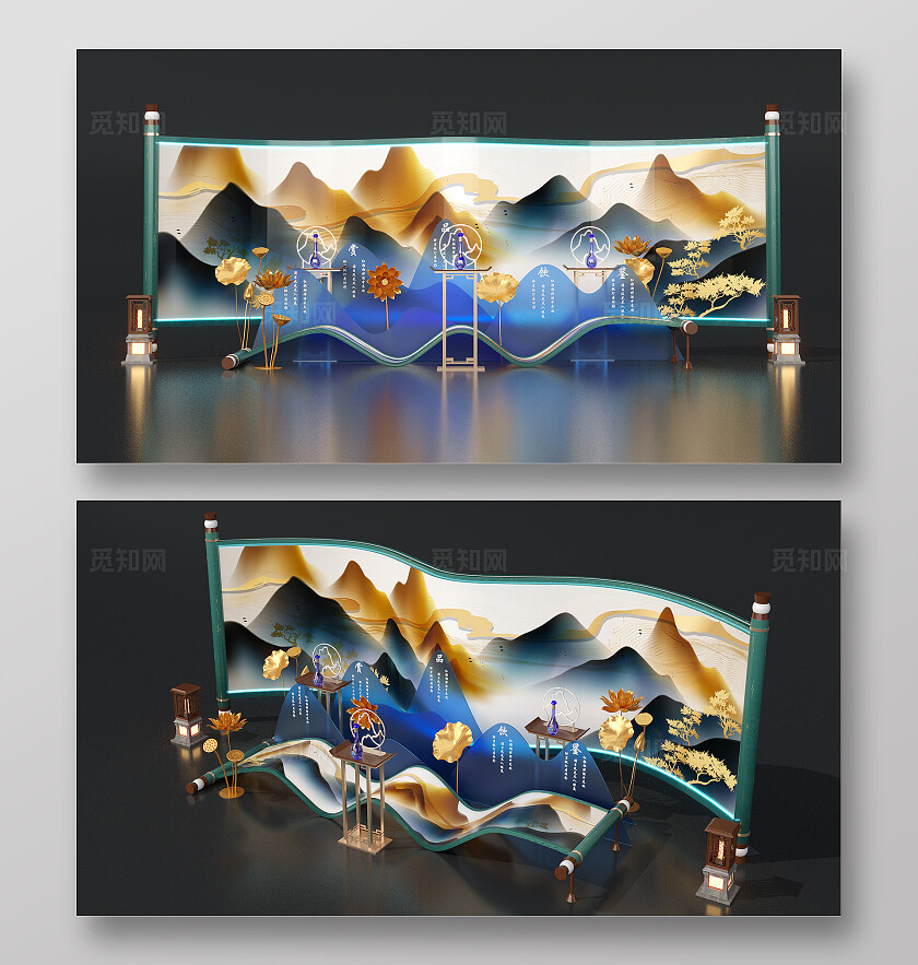 地产美陈美陈装置中式美陈房地产美陈品鉴会美陈DP点