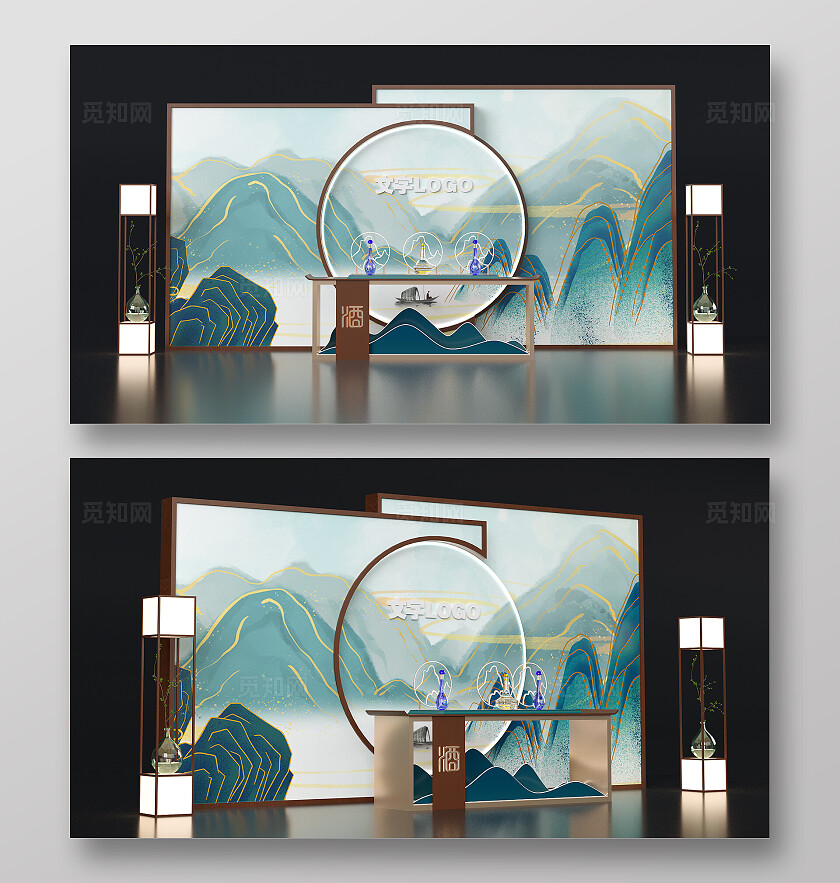 地产美陈美陈装置中式美陈房地产美陈品鉴会签到处DP点美陈