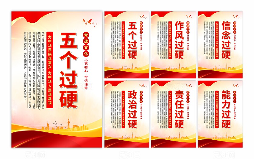 五个过硬党建海报