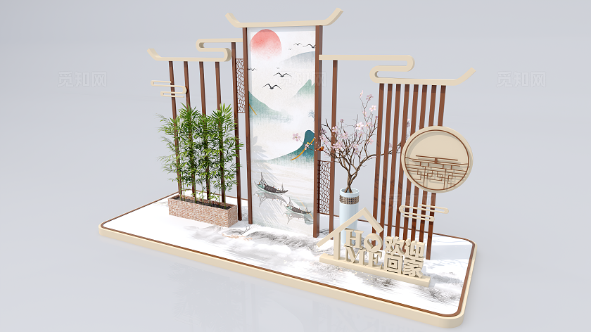 地产美陈美陈装置中式美陈房地产美陈地产交付DP点美陈设计