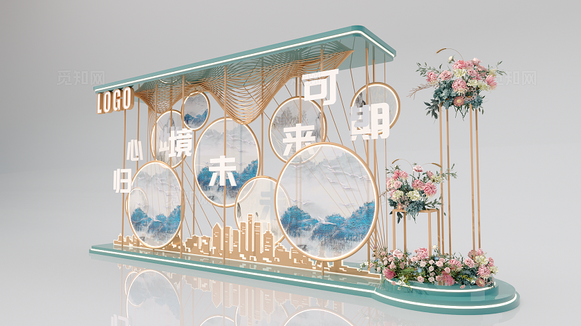 地产美陈美陈装置中式美陈房地产美陈地产开业合影打卡DP点美陈设计